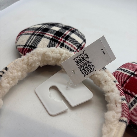 Disney Parks Mickey Mouse Holiday Plaid Joy Christmas Ears with Tags - Picture 8 of 11